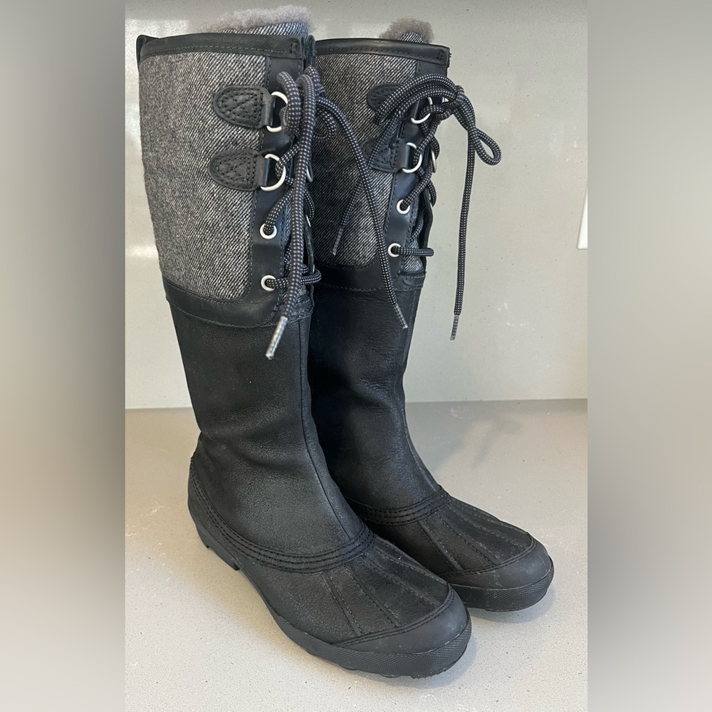 Ugg Belcloud 14” Tall Shearling Lined Leather Suede Lace Up Waterproof Boots 8